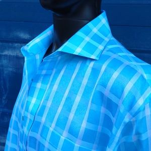 Henri Picard Men's Lilac Gingham Plaid French Cuff Dress Shirt